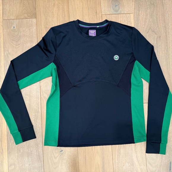 Wimbledon Tops - NEW Wimbledon Women's Navy Blue and Green Long Sleeve Top